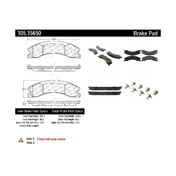 2012-2019 GMC Sierra 2500 HD Disc Brake Pad Set - Front or Rear (Centric)