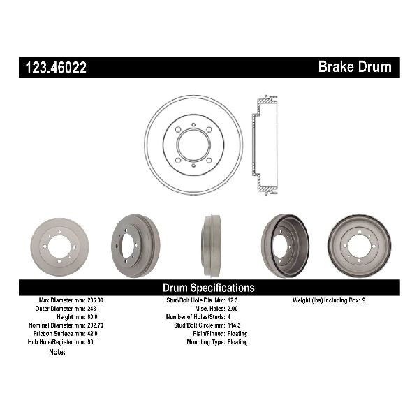 2002-2007 Mitsubishi Lancer Brake Drum - Rear (Centric)
