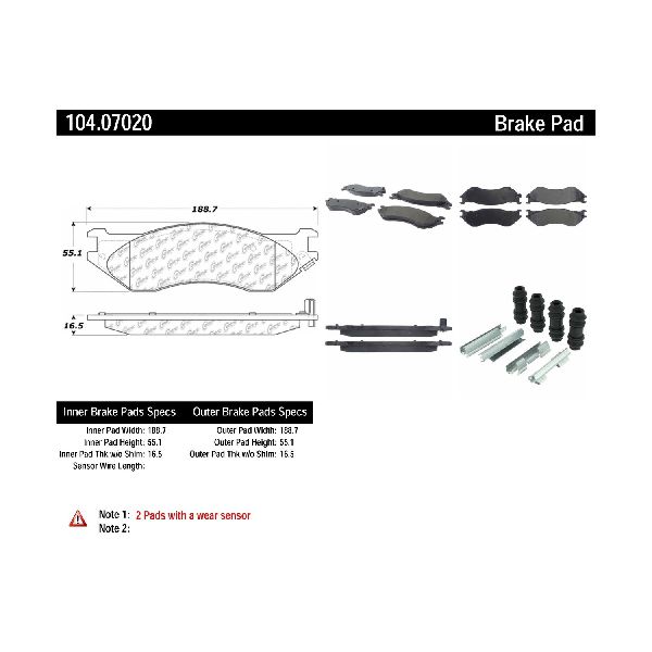 1998-2002 Lincoln Navigator Disc Brake Pad Set - Front (Centric)