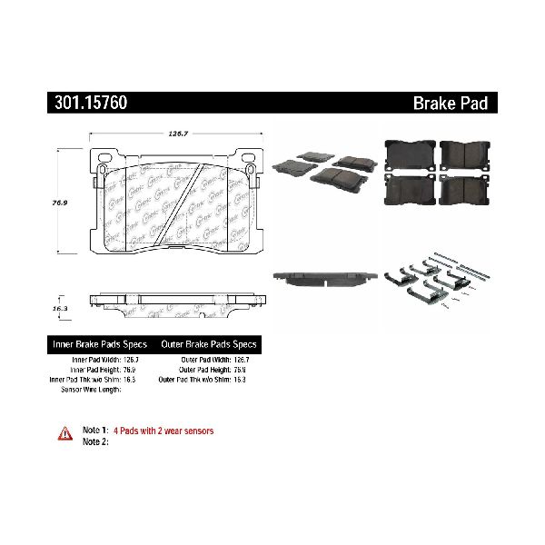 2012-2016 Hyundai Equus Disc Brake Pad Set - Front (Centric)