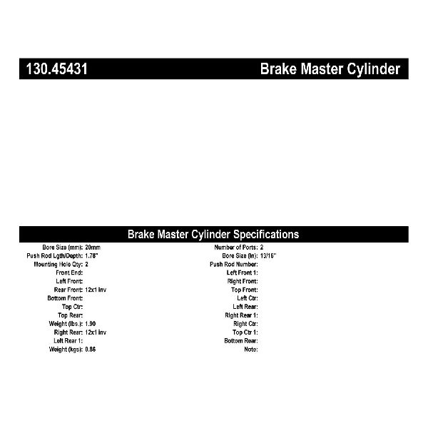 2014-2018 Mazda 3 Brake Master Cylinder (Centric)