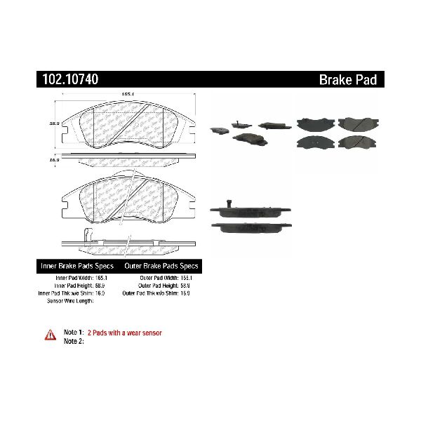 2004-2009 Kia Spectra Disc Brake Pad Set - Front (Centric)