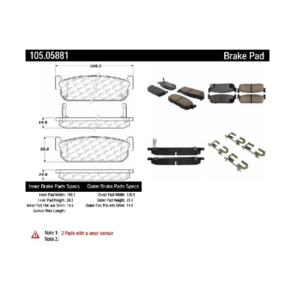 1994-1996 INFINITI Q45 Disc Brake Pad Set - Rear (Centric)