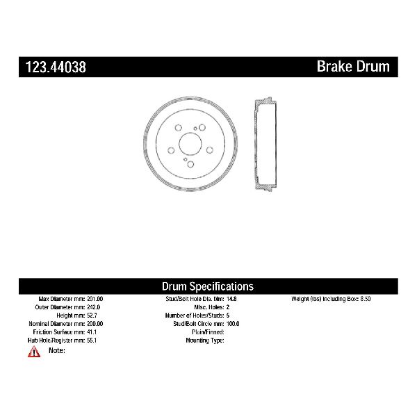 2004-2008 Toyota Prius Brake Drum - Rear (Centric)