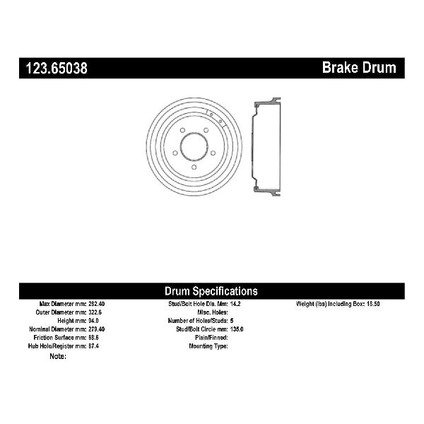 1997-2000 Ford F-150 Brake Drum - Rear (Centric)