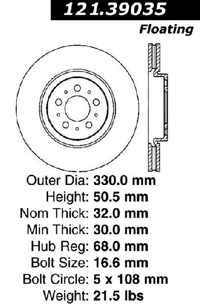 2004-2007 Volvo V70 Disc Brake Rotor - Front (Centric)