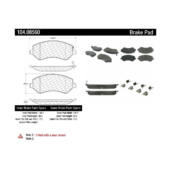 2001-2007 Dodge Caravan Disc Brake Pad Set - Front (Centric)