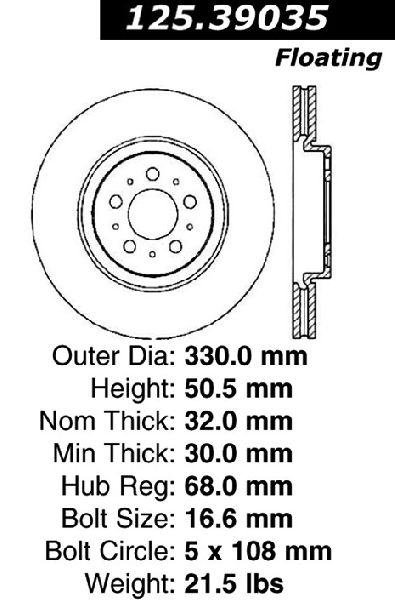 2004-2007 Volvo V70 Disc Brake Rotor - Front (Centric)
