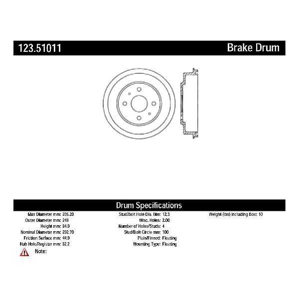 2003-2005 Hyundai Accent Brake Drum - Rear (Centric)
