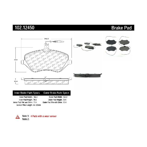 2006-2008 Peugeot 407 Disc Brake Pad Set - Front (Centric)