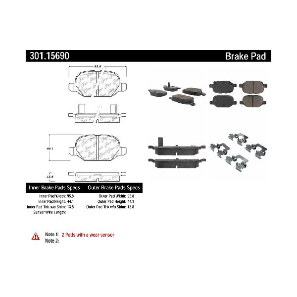 2009-2019 Fiat 500 Disc Brake Pad Set - Rear (Centric)