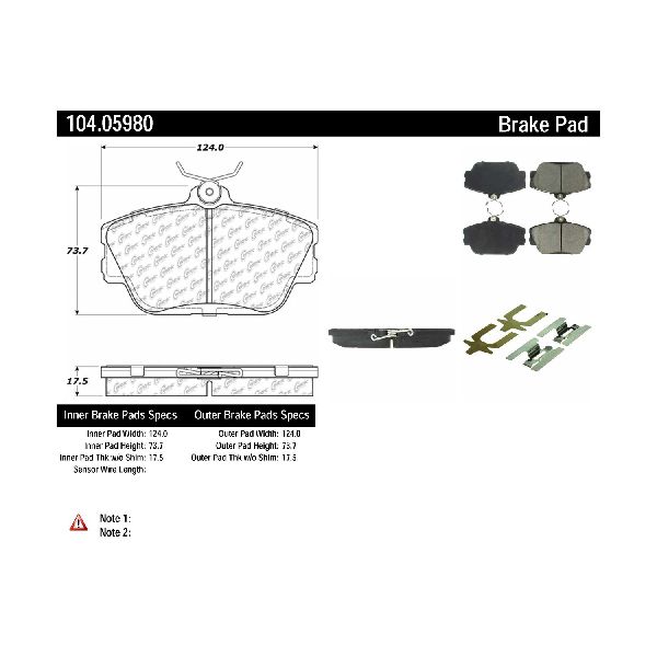 1995-2002 Lincoln Continental Disc Brake Pad Set - Front (Centric)