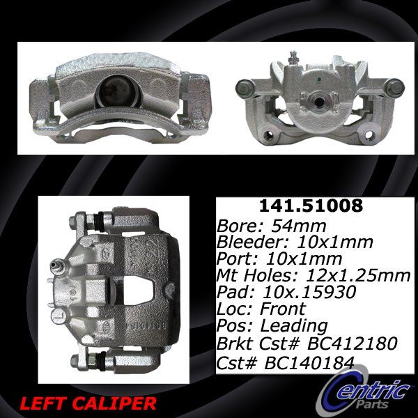 2012-2017 Hyundai Accent Disc Brake Caliper - Front Left (Centric)