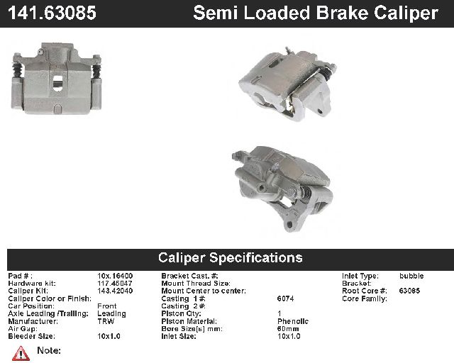 2013-2016 Dodge Dart Disc Brake Caliper - Front Right (Centric)