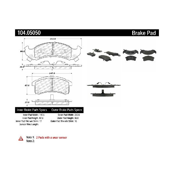 1992-1993 Cadillac Eldorado Disc Brake Pad Set - Front (Centric)