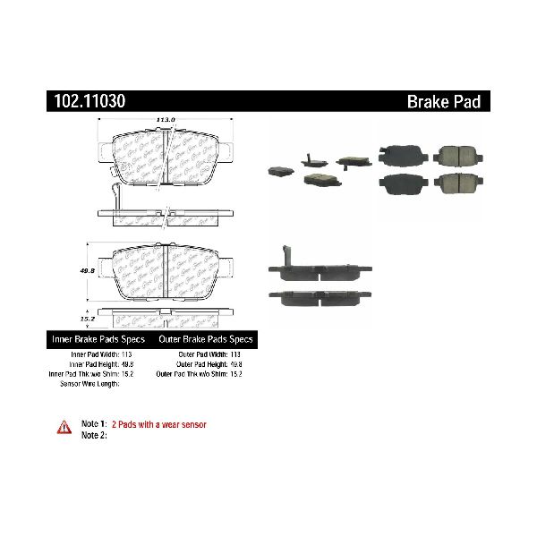2006-2014 Honda Ridgeline Disc Brake Pad Set - Rear (Centric)