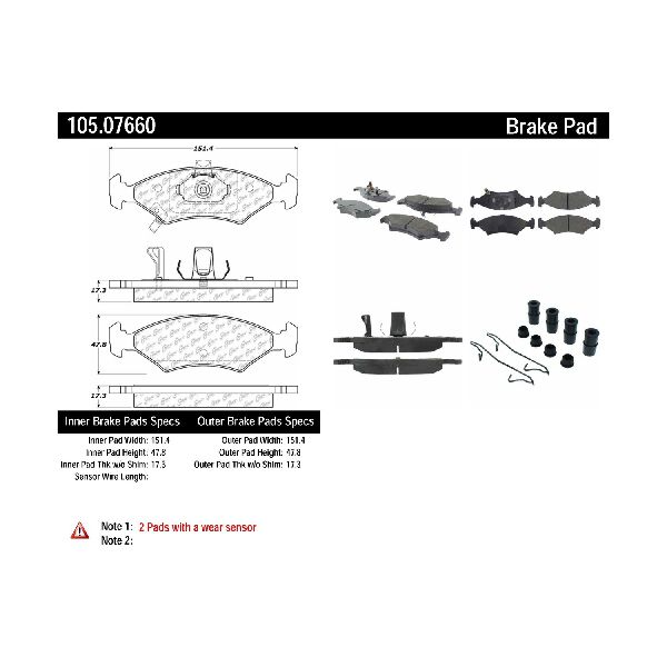 2000 Kia Spectra Disc Brake Pad Set - Front (Centric)