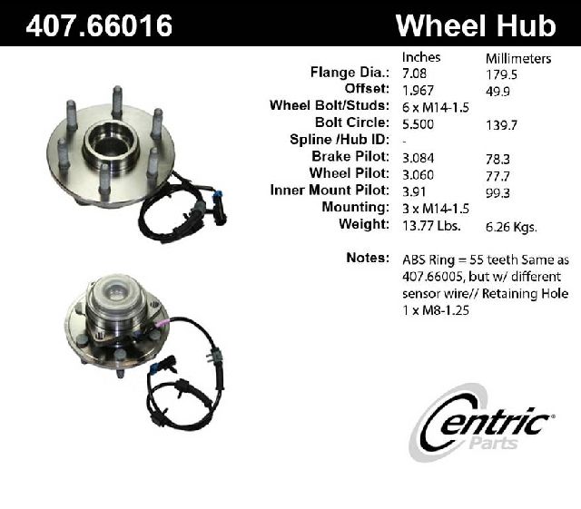 2007-2013 Chevrolet Avalanche Wheel Bearing and Hub Assembly - Front (Centric)
