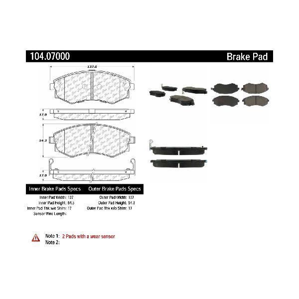 2001-2002 Kia Optima Disc Brake Pad Set - Front (Centric)