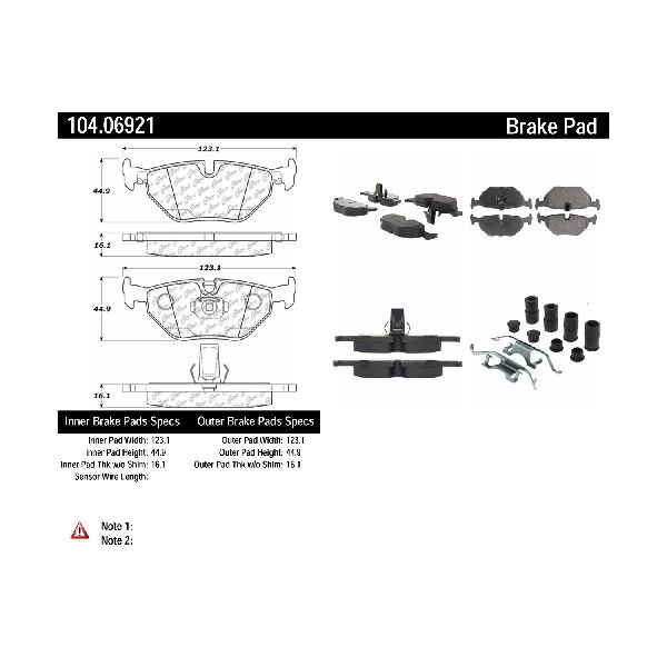 1996-2000 BMW 528i Disc Brake Pad Set - Rear (Centric)