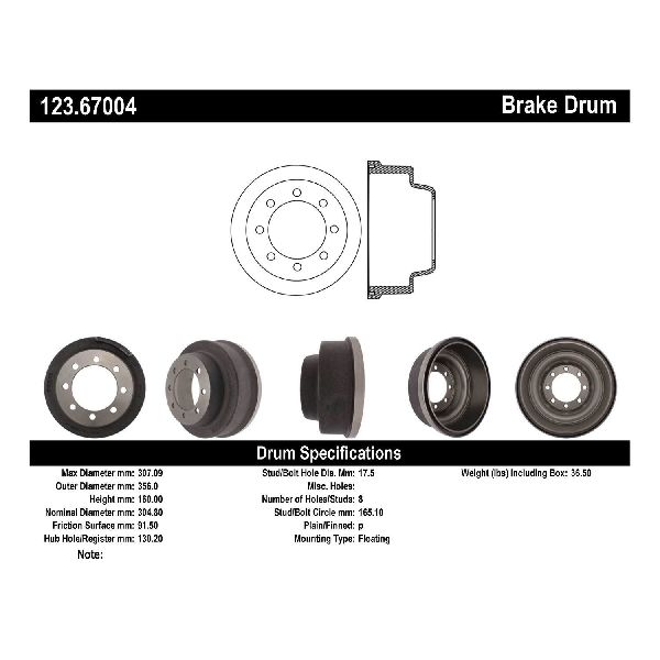 1975-1980 Dodge B300 Brake Drum - Rear (Centric)