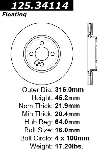 2009-2015 Mini Cooper Disc Brake Rotor - Front (Centric)