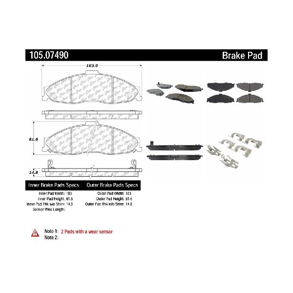 1998-2002 Pontiac Firebird Disc Brake Pad Set - Front (Centric)