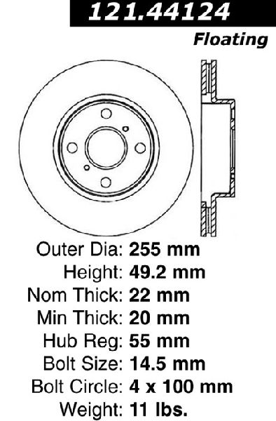 2001-2003 Toyota Prius Disc Brake Rotor - Front (Centric)