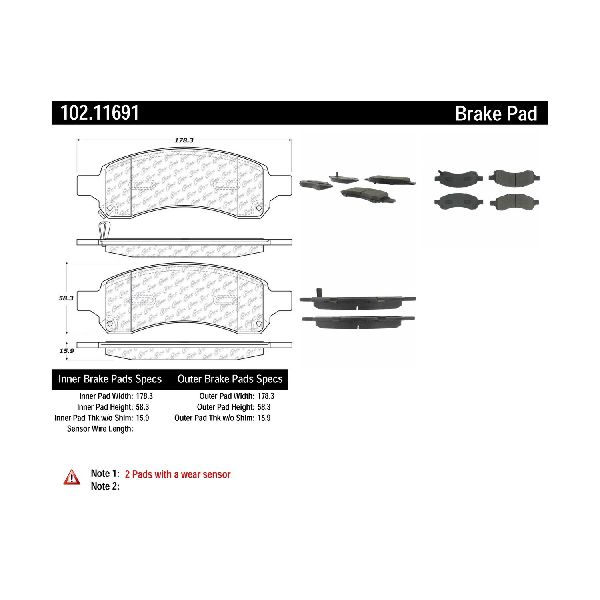2007-2017 GMC Acadia Disc Brake Pad Set - Front (Centric)