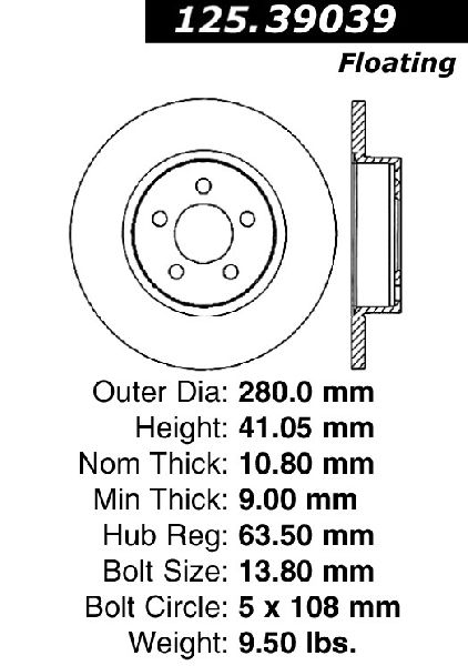 2004-2012 Volvo S40 Disc Brake Rotor - Rear (Centric)