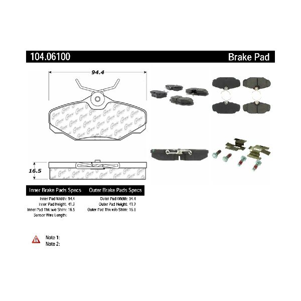 1993-2002 Lincoln Continental Disc Brake Pad Set - Rear (Centric)