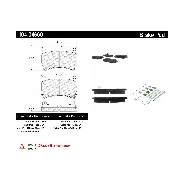 1990-1998 Mazda Protege Disc Brake Pad Set - Front (Centric)