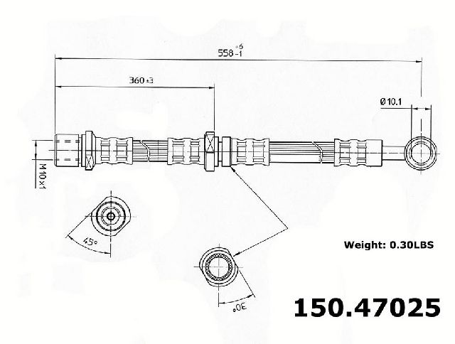 1998-2002 Subaru Forester Brake Hydraulic Hose - Front Right (Centric)