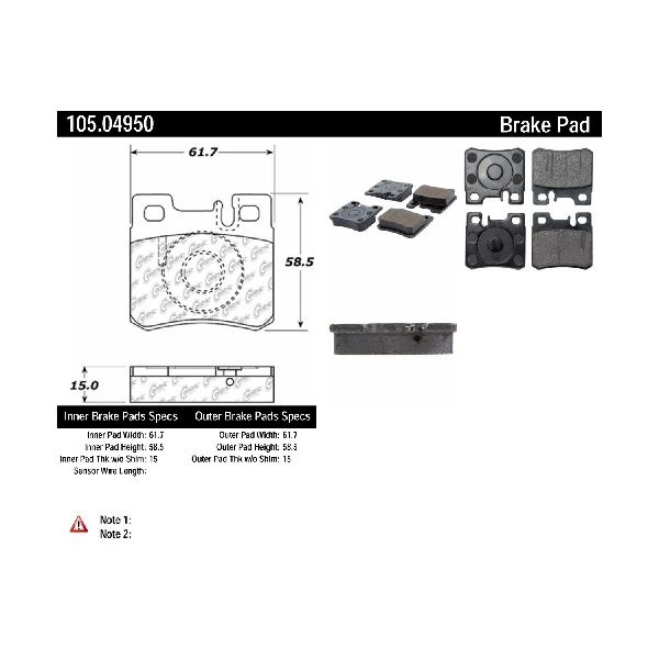 1994-1996 Saab 900 Disc Brake Pad Set - Rear (Centric)