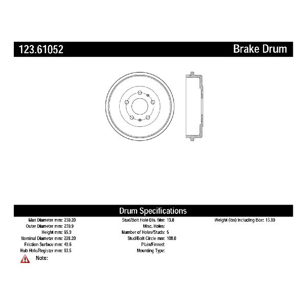 2012-2018 Ford Focus Brake Drum - Rear (Centric)