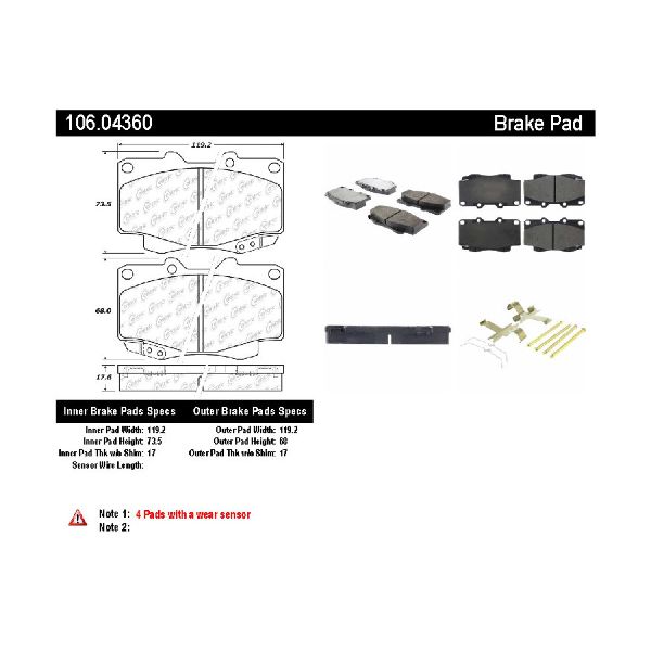1996-2002 Toyota 4Runner Disc Brake Pad Set - Front (Centric)