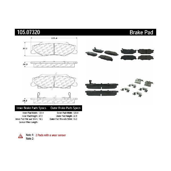 2004-2009 Cadillac XLR Disc Brake Pad Set - Rear (Centric)
