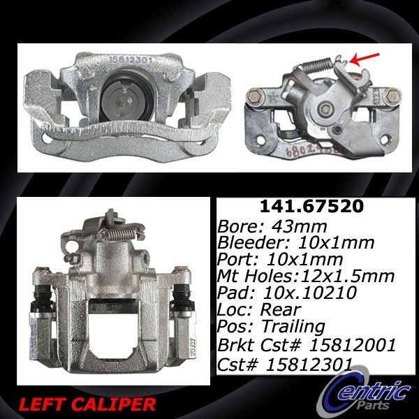 2008-2016 Dodge Grand Caravan Disc Brake Caliper - Rear Left (Centric)