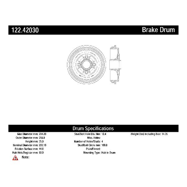 2014-2019 Nissan Versa Note Brake Drum - Rear (Centric)