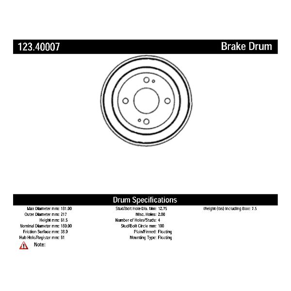 1988-1991 Honda CRX Brake Drum - Rear (Centric)