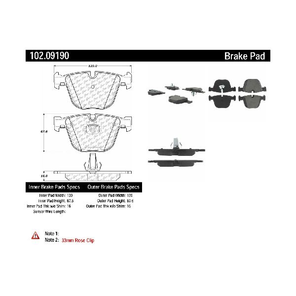 2004-2005 BMW 545i Disc Brake Pad Set - Rear (Centric)