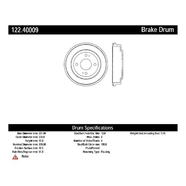 2007-2008 Honda Fit Brake Drum - Rear (Centric)