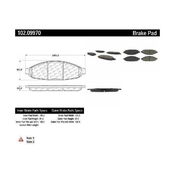 2004-2008 Chrysler Pacifica Disc Brake Pad Set - Front (Centric)