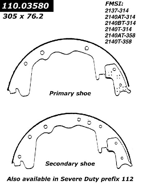 1967-1998 Ford F-350 Drum Brake Shoe - Front or Rear (Centric)