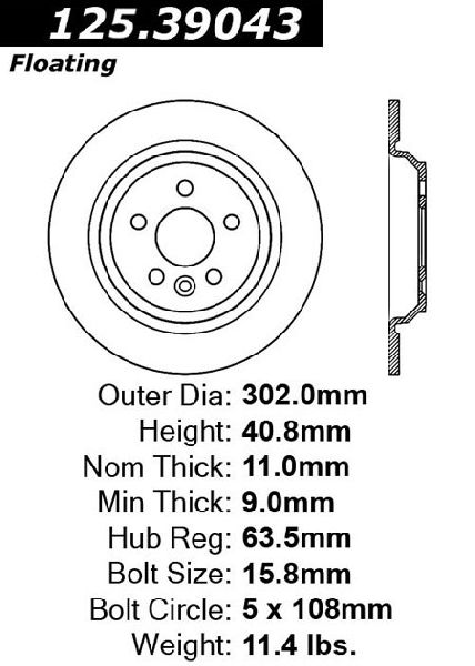 2008-2016 Volvo S80 Disc Brake Rotor - Rear (Centric)