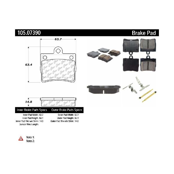 1994-1995 Mercedes-Benz C280 Disc Brake Pad Set - Rear (Centric)