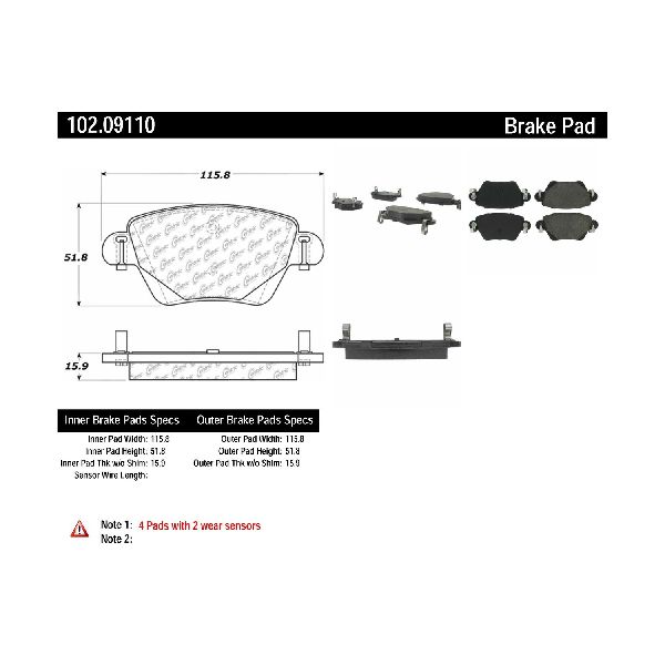 2001-2004 Jaguar X-Type Disc Brake Pad Set - Rear (Centric)