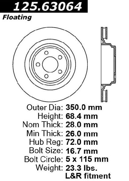 2005-2023 Chrysler 300 Disc Brake Rotor - Rear (Centric)