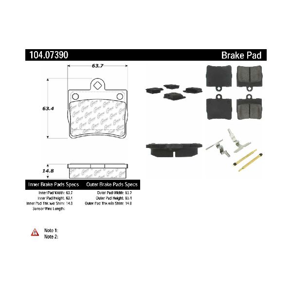 1994-1995 Mercedes-Benz C280 Disc Brake Pad Set - Rear (Centric)