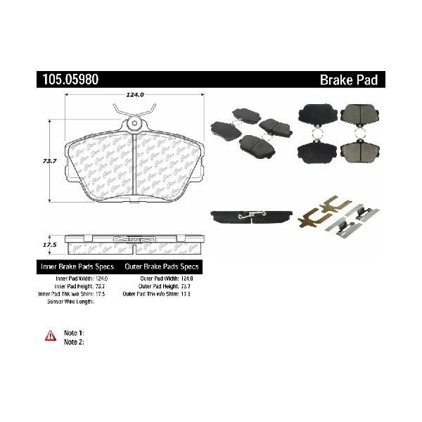 1995-2002 Lincoln Continental Disc Brake Pad Set - Front (Centric)